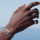 Bracelets Entaille crans et rayons, bague Entaille