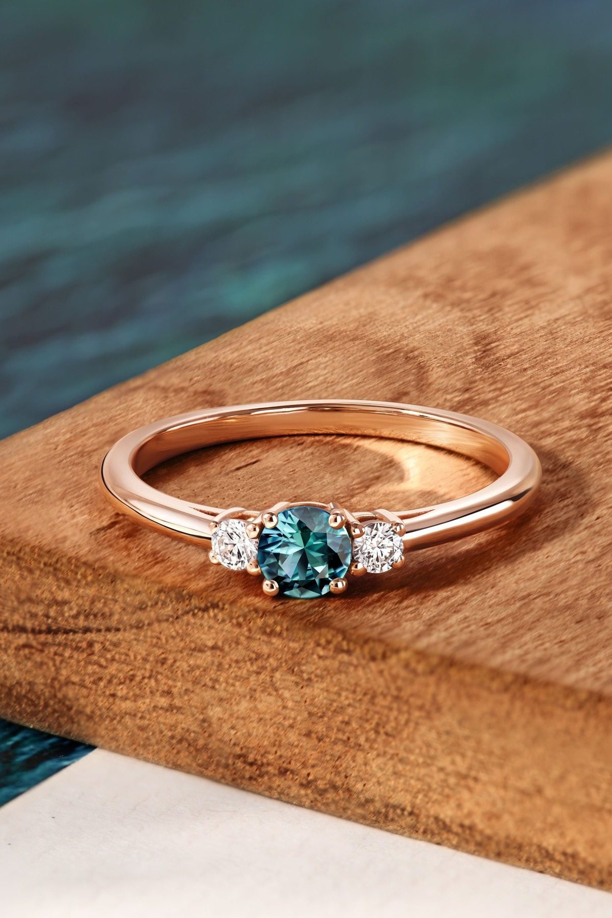 Bague Baby Lady Duo saphir Teal or rose