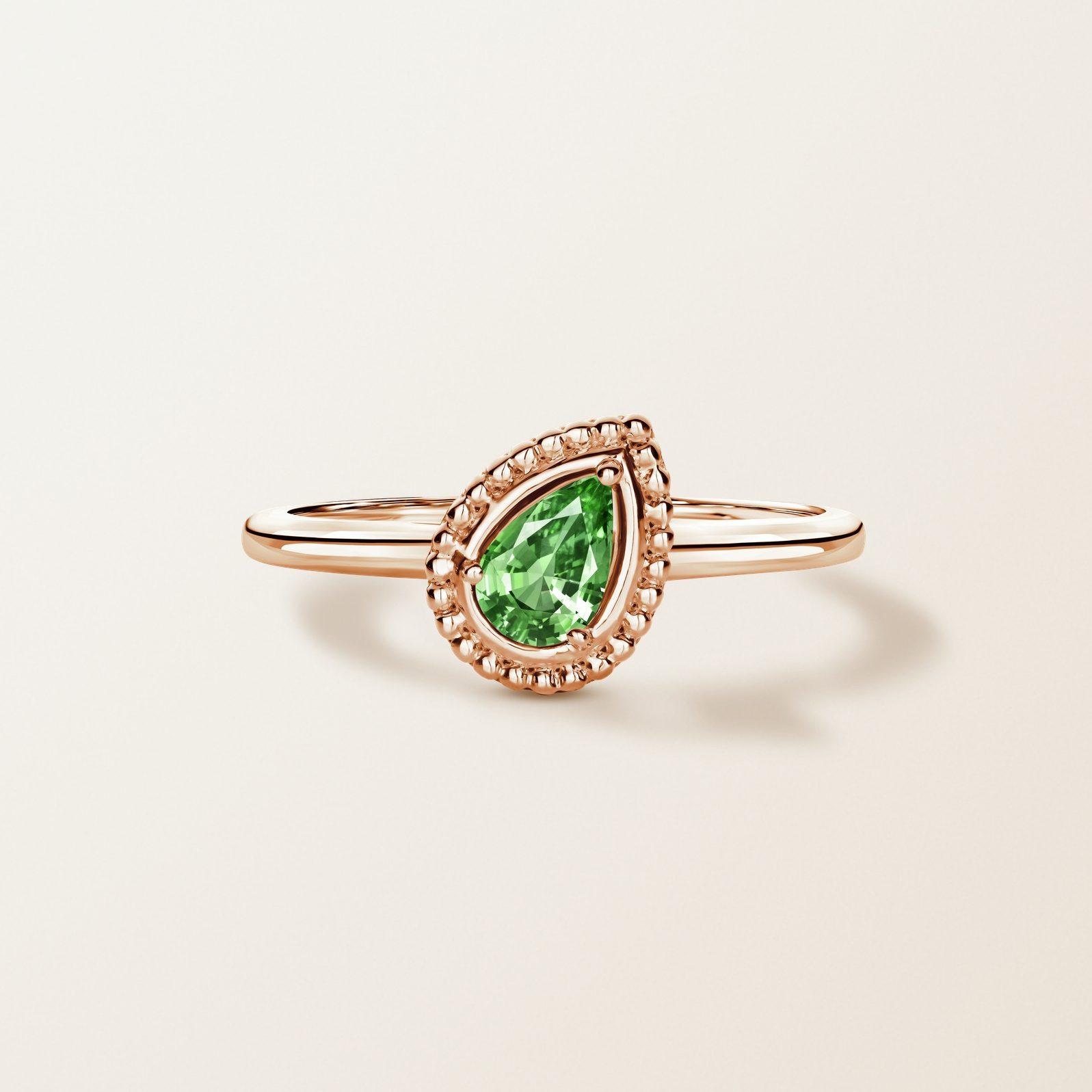 Bague Gemmyorama Poire or rose et Tsavorite