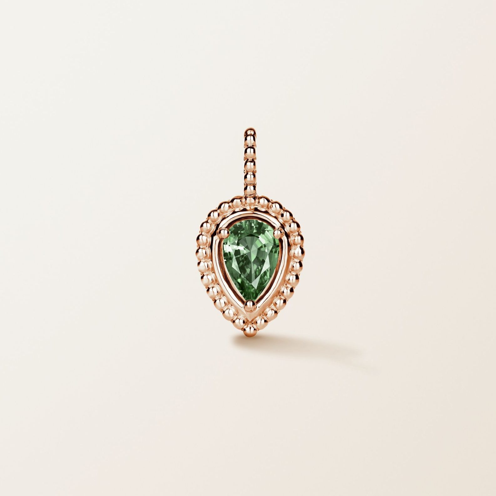 Pendentif Gemmyorama Poire or rose et Saphir vert olivier