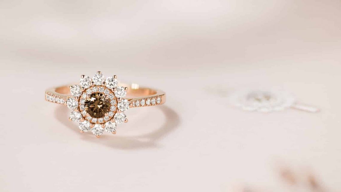 Lefkos 5mm pave or rose diamant chocolat